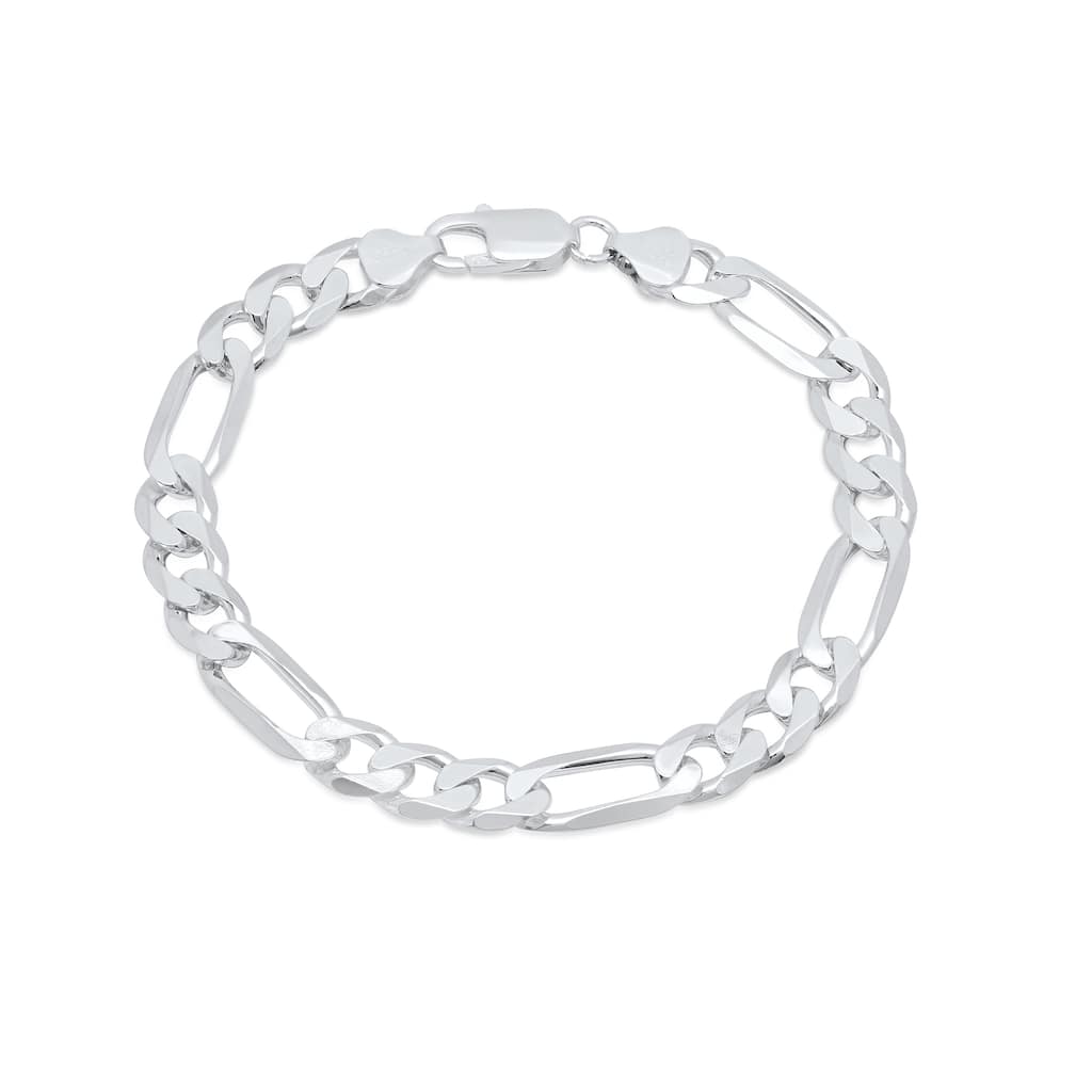 Sterling Silver 7-inch Diamond-cut Figaro Chain Bracelet (7.5mm)