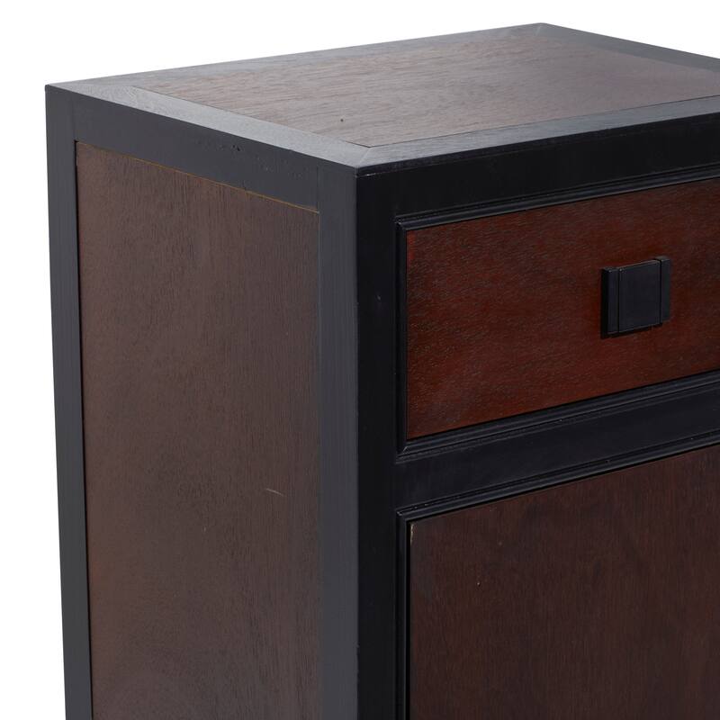 Dark Brown Wooden 1 Drawer 1 Shelf and 1 Door Cabinet