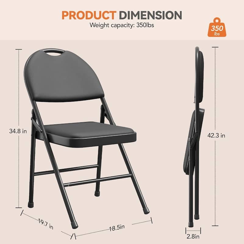 4-Piece Folding Chair Set for Indoor and Outdoor, Room, Restaurant, Patio