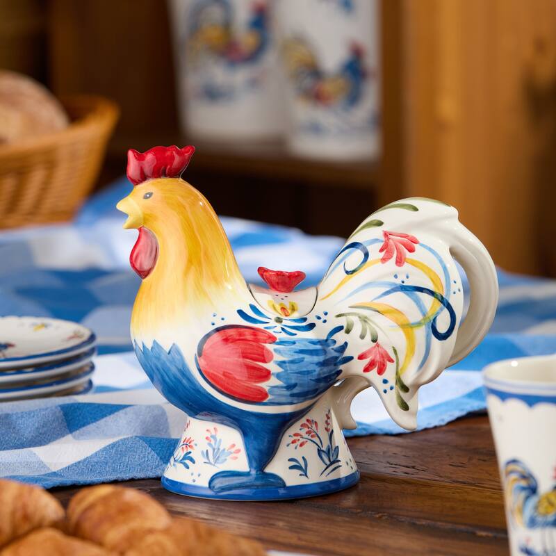 Certified International French Rooster 24 oz. 3-D Teapot - 8.75"L x 4.50"W x 8.25"H