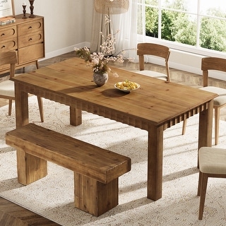 63 Inch Solid Wood Dining Table for 6 - 62.99" L x 31.5" W x 29.53" H ...