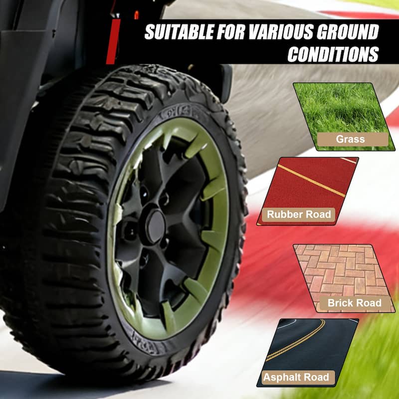 Green Battery Powered Electric Car Electric Vehicle with Remote Control, Off-Road Toy Car with LED Lights