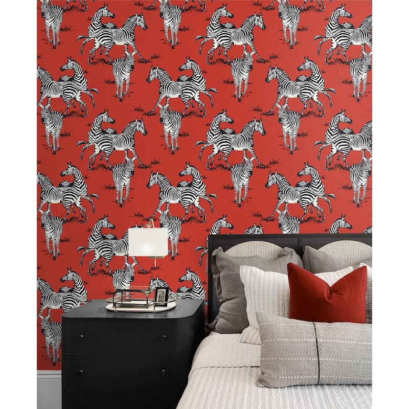 Harry & Grace Playful Zebras Peel and Stick Wallpaper