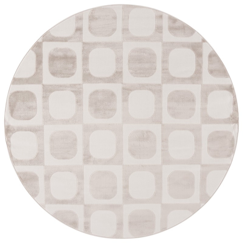 SAFAVIEH Saylor Ninia Modern Contemporary Rug - 6'3" Round - Beige/Ivory