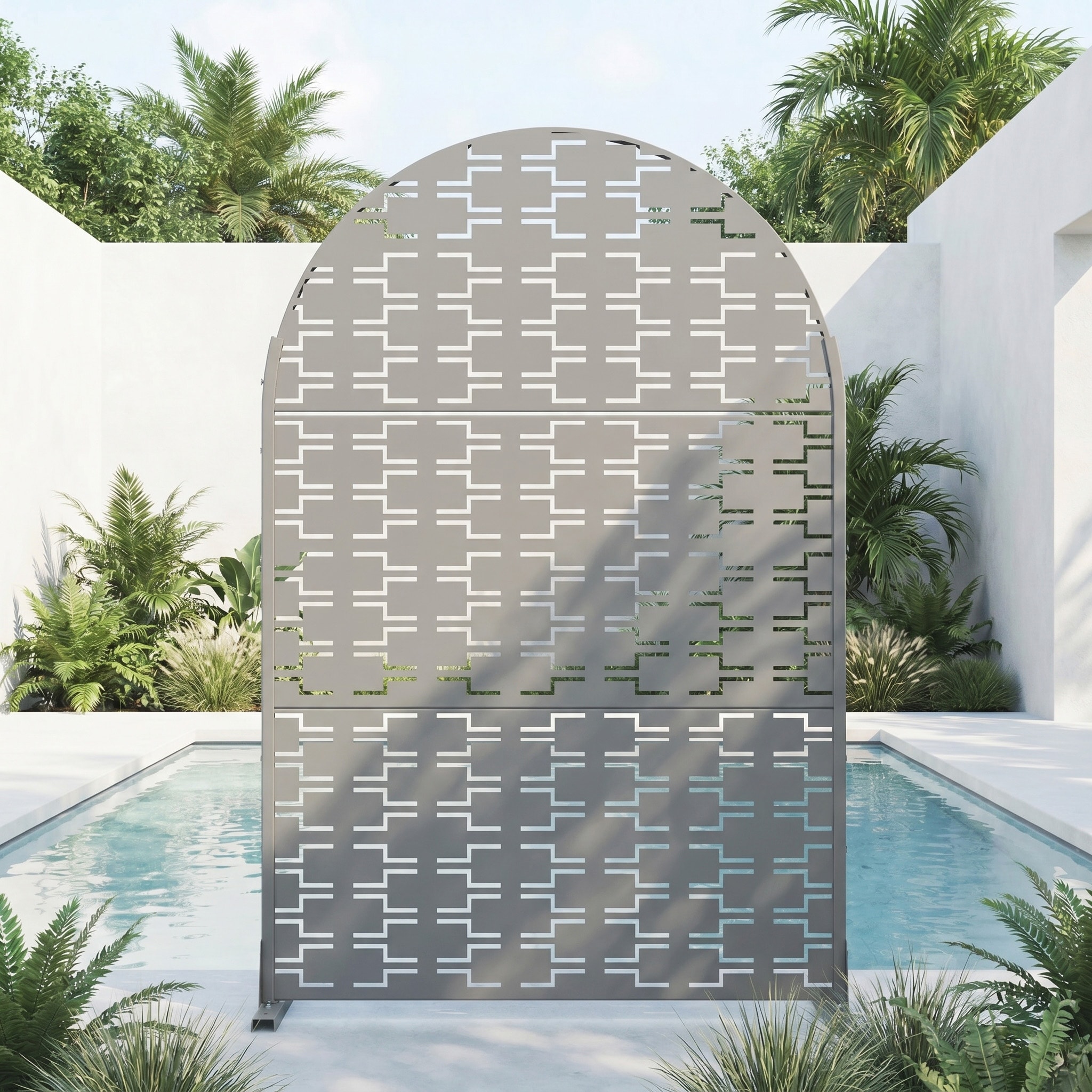 Outdoor Freestanding Metal Privacy Screen Decorative Partition Panel for Patio Garden Balcony