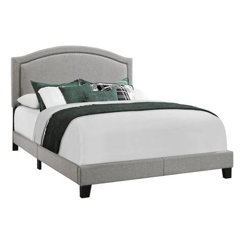 Offex Contemporary Queen Size Linen-Look Bed Frames, Grey - 70 lbs