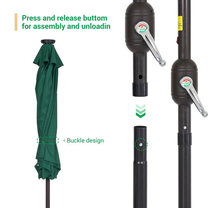 LIVOOSUN Patio 7.5 Feet Market Solar LED Light Umbrella