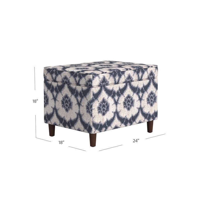 Dinah 24" Storage Ottoman with Cone Wood Legs