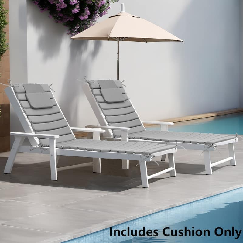 Pellebant Outdoor Chaise Lounge Cushions Patio Lounger Pad with Straps - 2PC-79.9'' - Light Grey