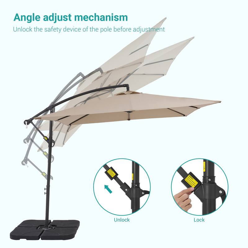 8.2 x 8.2 Ft Patio Offset Umbrella w/Steel Frame and Angle Adjustment