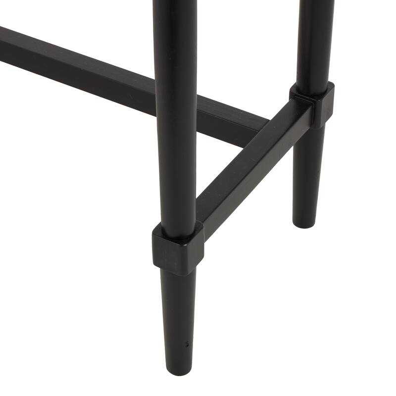 Black Wood Handmade 2 Drawer Living Room Console Table with Gold Handles