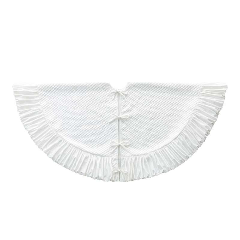 Glitzhome 48"D White Soft Plush Christmas Tree Skirts