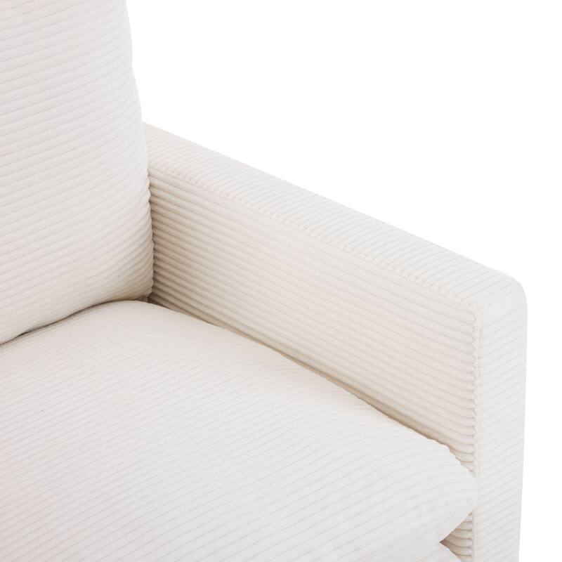 Corduroy Armchair Set with Ottoman