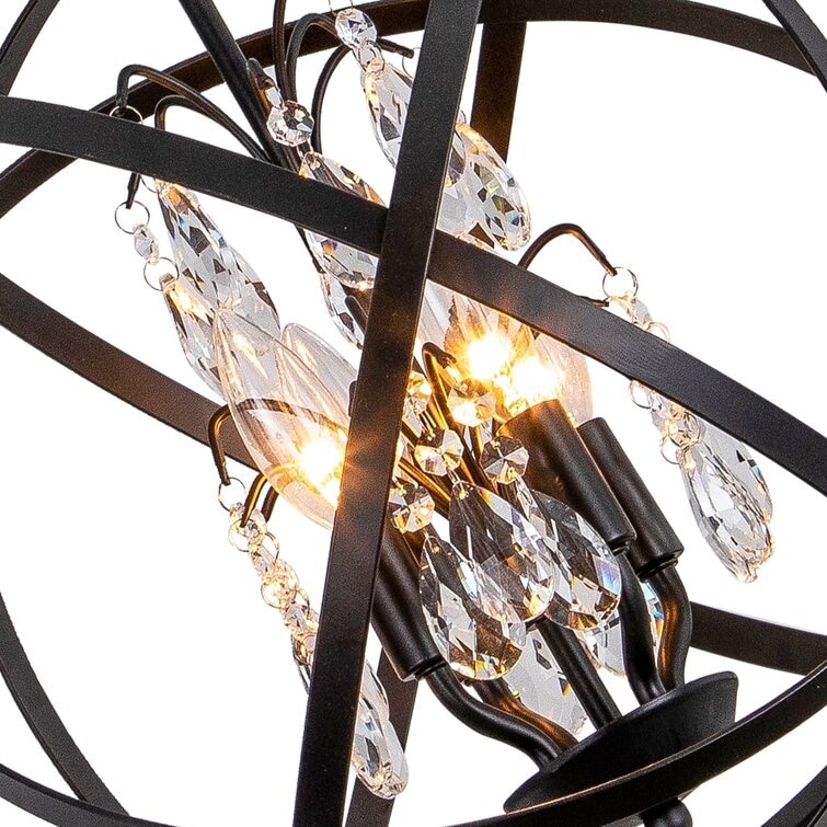 Maxax 4-Light Unique/Statement Globe Chandelier with Crystal-image