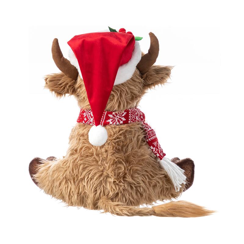 Glitzhome Fabric Christmas Yeti Snowman Highland Cow Shelf Sitters or Standing Figurines Decor
