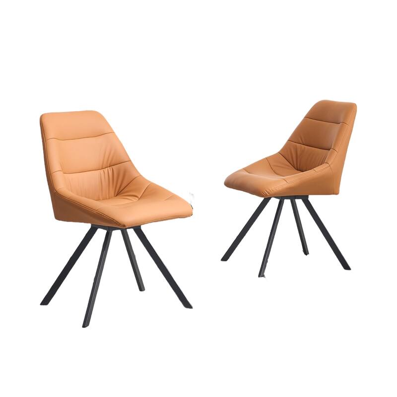Modern Fabric Dining Chairs, Thick Cushion & Metal Legs, Set of 2