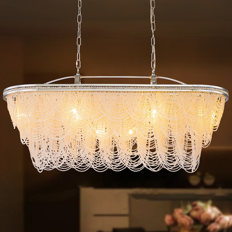 8/10-Light 3-Tiered Modern Glam Crystal Chandelier for Dining Room