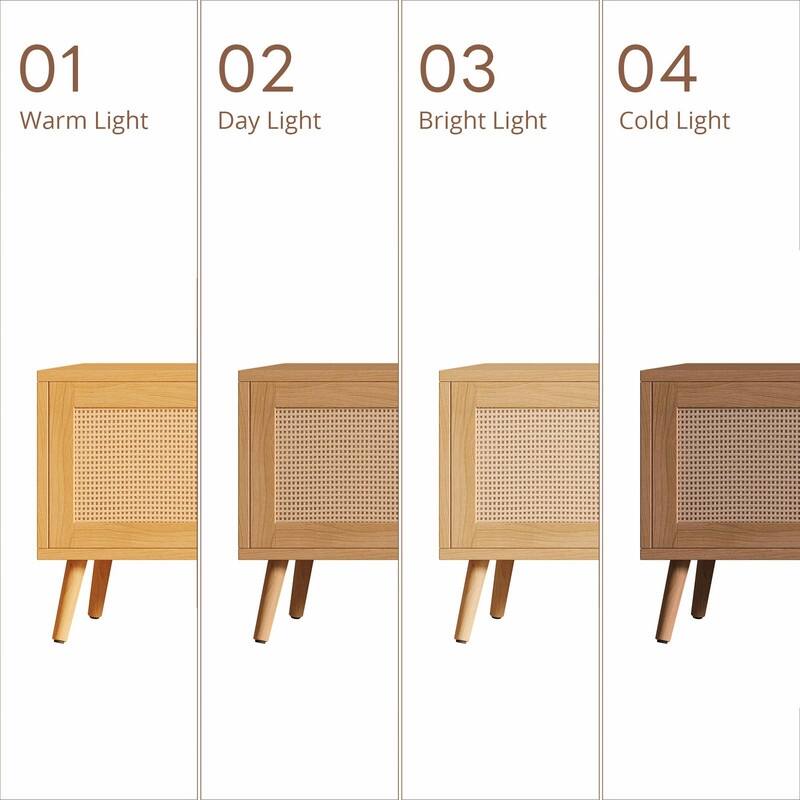 70" Modern TV Stand with Rattan Doors for TVs up to 80", Media Console with Storage Space & Cable Holes