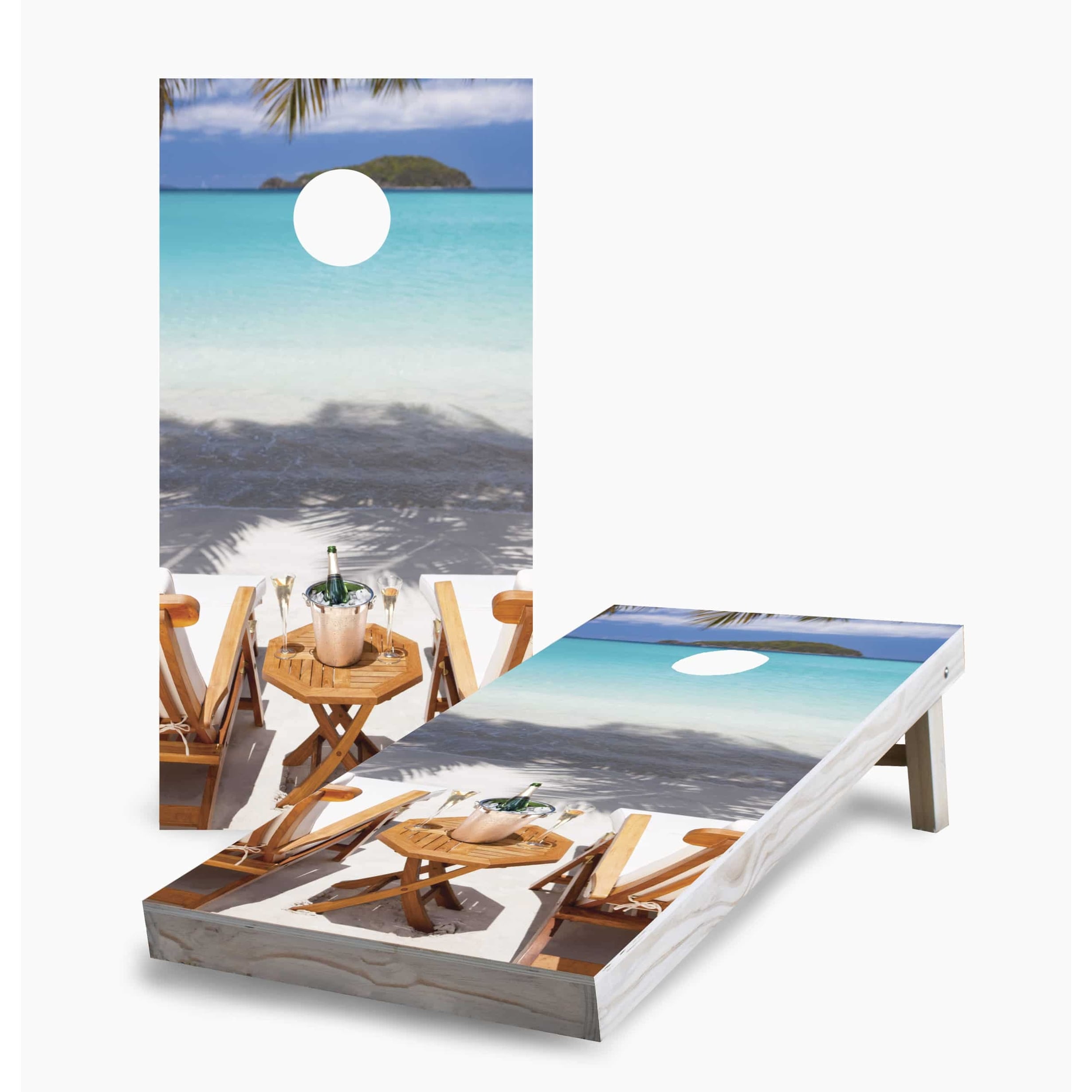 Beach Chairs Cornhole Boards