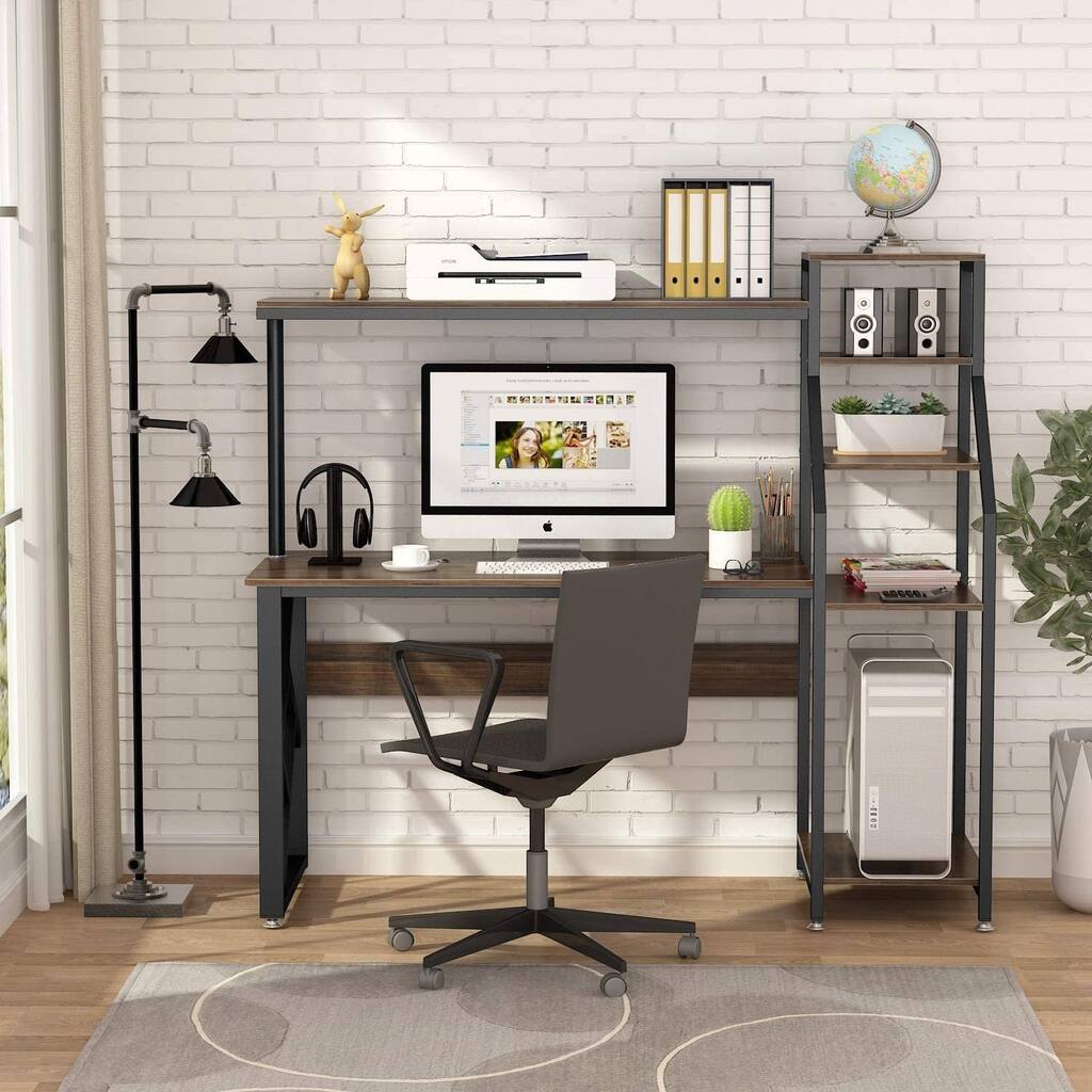 Computer Desk with Storage Shelves 60 Inch Home Office Desk Writing ...