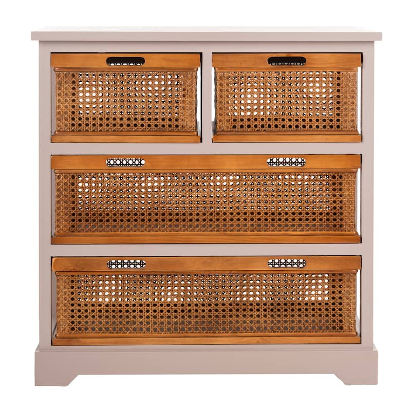 SAFAVIEH Eilike 4-Drawer White Storage Cabinet - 29.1" x 13.8" x 30.3" - 29Wx14Dx30H - Quartz Grey