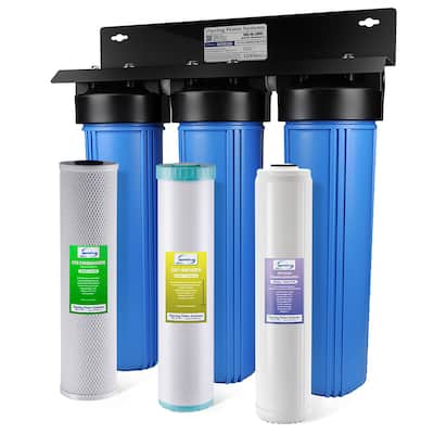 iSpring WGB32B-KDS Whole House Water Filter System w/ Polyphosphate Anti-Scale, GAC+KDF, and Carbon Block Water Filters