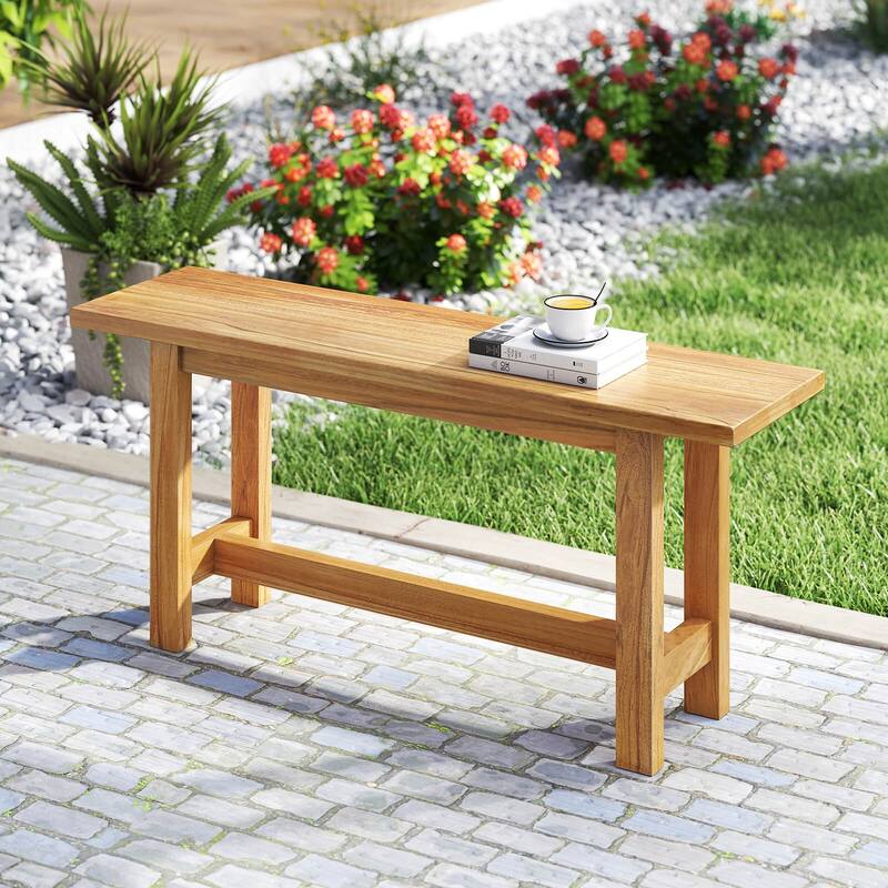 Costway 1/2 PCS Outdoor Teak Wood Bench 2-Person Loveseat Seating for - See Details