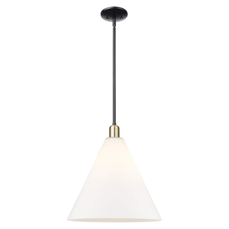 Innovations Lighting Endless Possibilities Arcadia - Berkshire Glass - 1 Light 16" Stem Hung Mini Pendant - Matte White/Black Antique Brass