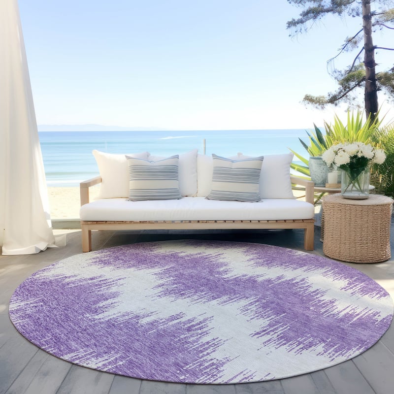 Machine Washable Indoor/ Outdoor Chantille Chevron Modern Rug - Purple - 8' x 8'