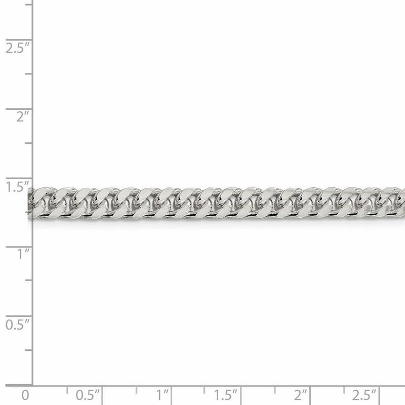 Curata 925 Sterling Silver 6mm Domed Curb Chain Necklace for Men