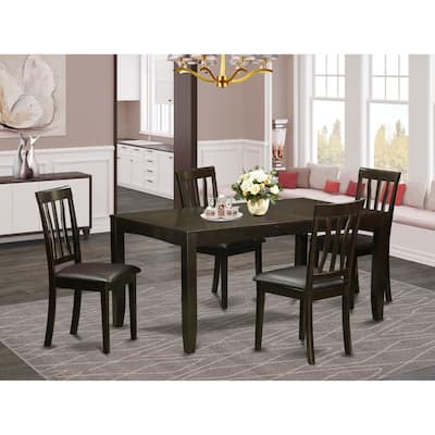 Modern 5 Piece Dining Set - Rectangle Table & 4 Kitchen Chairs - Cappuccino Finish