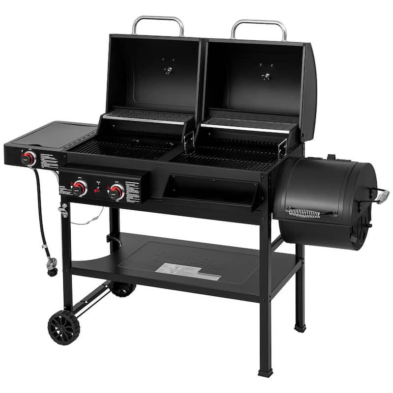 Royal Gourmet 2-Burner Gas and Charcoal Combo Grill with Offset Smoker