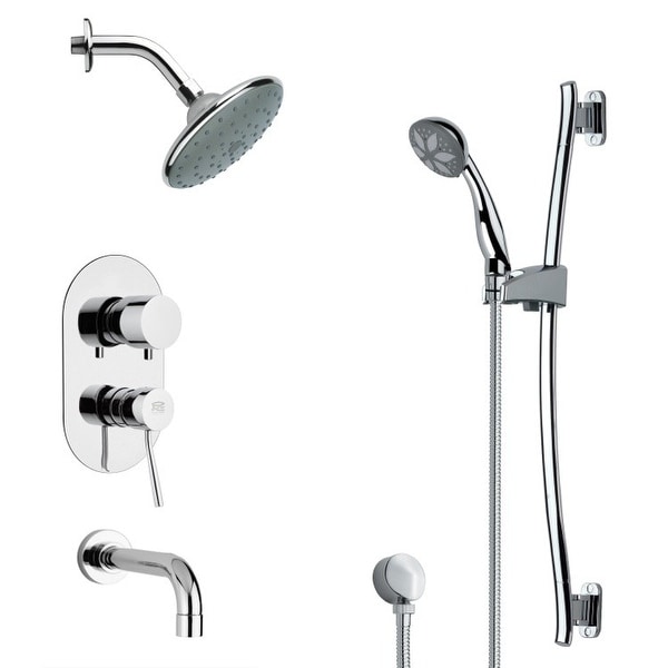 Nameeks TSR9190 Remer Shower Tub and Shower Trim Package with Single Function Rain Shower head and Hand Shower - Chrome