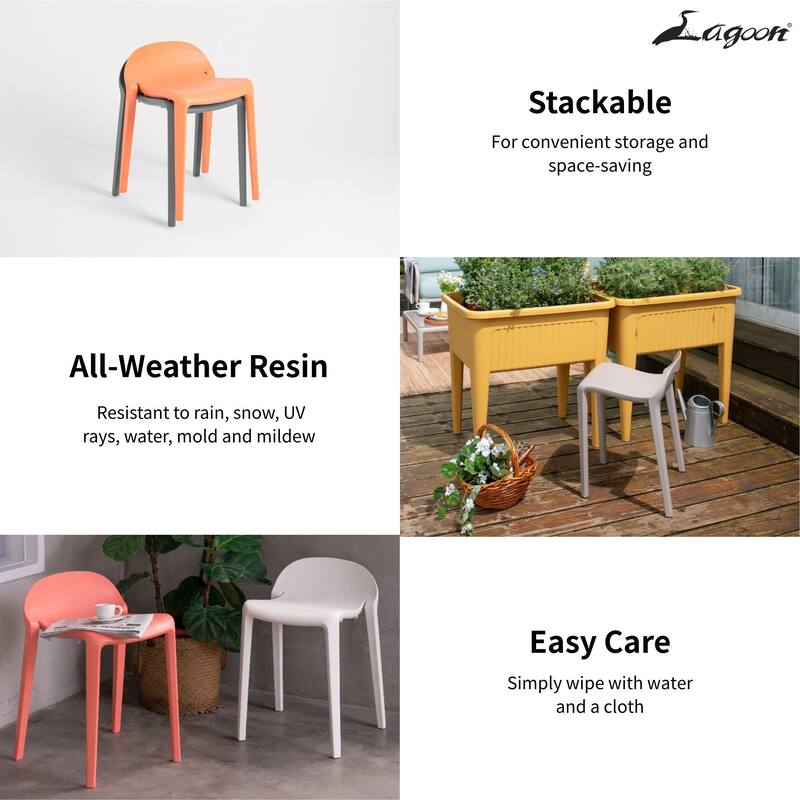 Lagoon Joyous Resin Stackable Short Stool, Set of 2