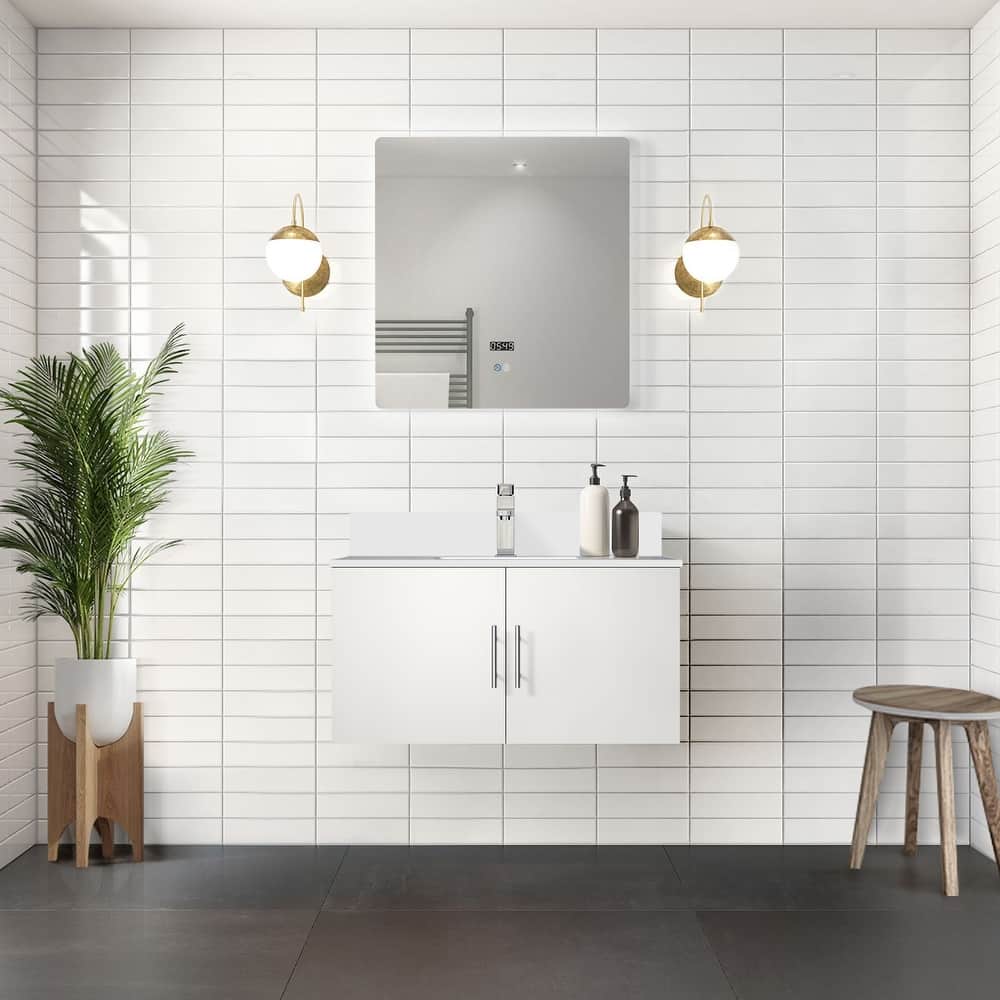 Geneva Bath Vanity with Cultured Marble Top, Sink, Faucet & Mirror