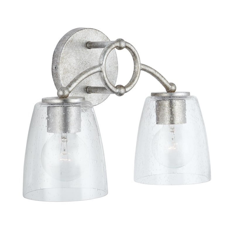 Oran 2-light Antique Silver Bath/ Vanity Fixture w/ Clear Seeded Glass