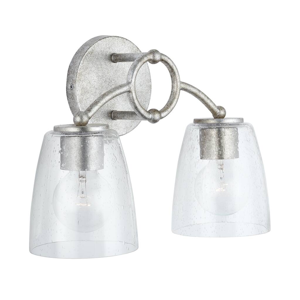 Oran 2-light Antique Silver Bath/ Vanity Fixture w/ Clear Seeded Glass