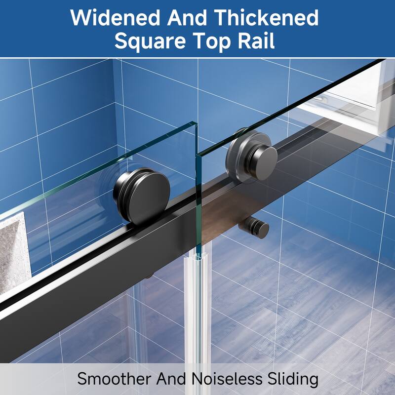 59 in. W x 72 in. H Sliding Frameless Shower Door with Tempered Glass - 59" x 72"