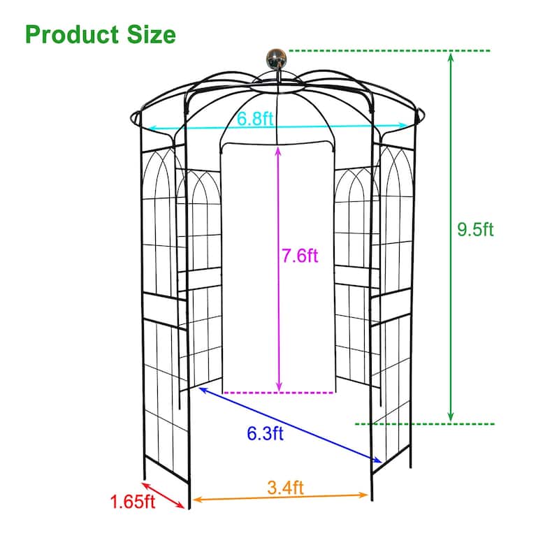 Metal Outdoor Garden Arbor, Wedding Arch Gazebo Pergola