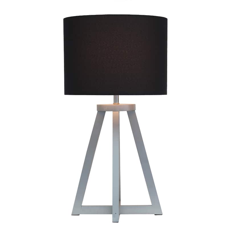 Wood Tripod Table Lamp with Drum Shade for Bedroom Decor - 9.75 x 9.75 x 19 in. (L x W x H)