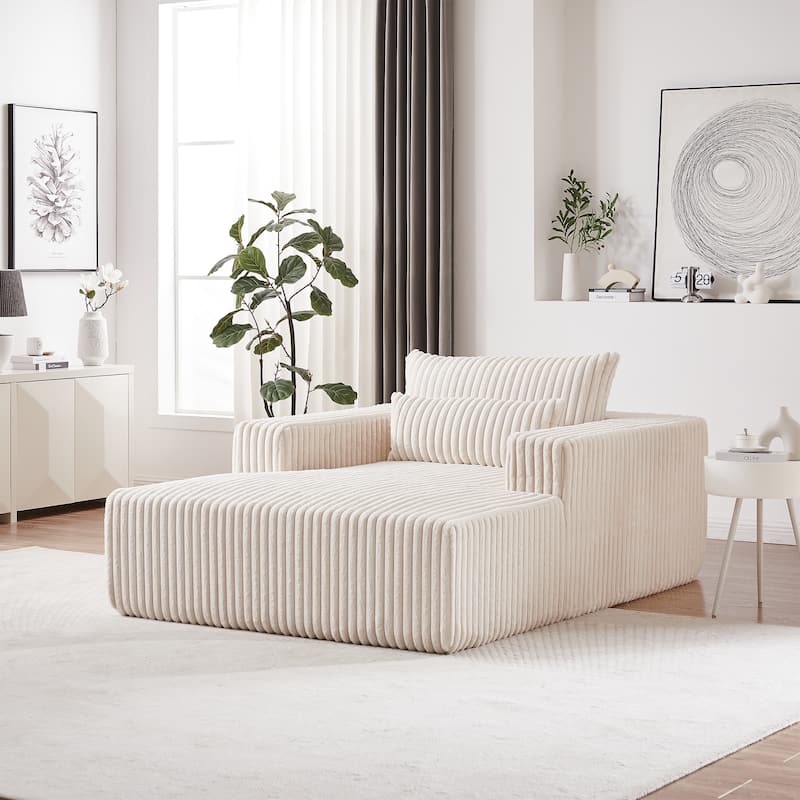 Modern 75" Corduroy Lounge Chair, Soft and Comfortable Sleeper Sofa with Pillow Support for Indoor Spaces