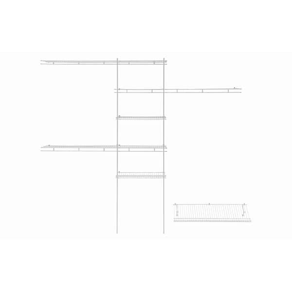 dimension image slide 1 of 4, ClosetMaid Fixed Mount Closet Organizer Kit 60 - 96 inch White Wire