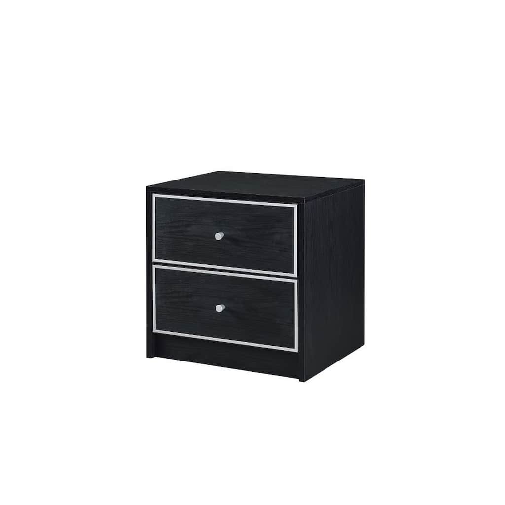 Accent Table with 2 Storage Drawers and Intricate Trimming, Black
