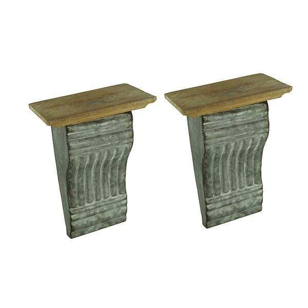Shop Rustic Embossed Tin And Wood Cornice Style Wall Shelf Set Of