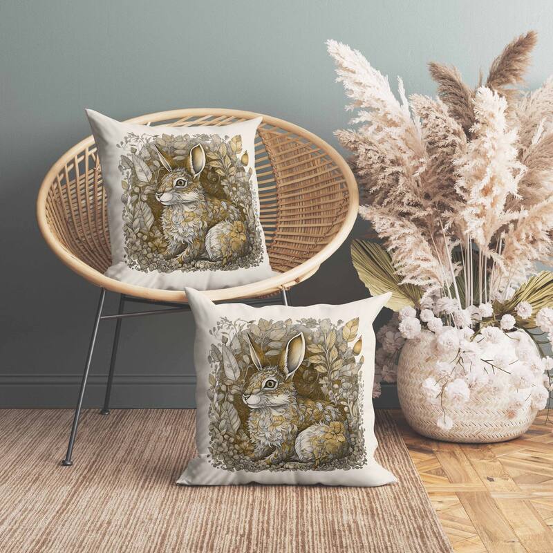Breezy Bunny Faux Suede Reversible Throw Pillow Grey and Yellow