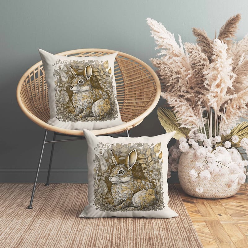 Breezy Bunny Indoor/Outdoor Reversible Throw Pillow Grey and Yellow
