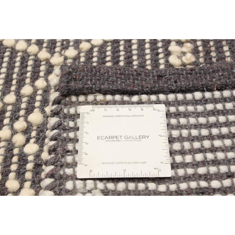 ECARPETGALLERY Braid weave Sienna Grey Wool Rug - 5'0 x 7'10