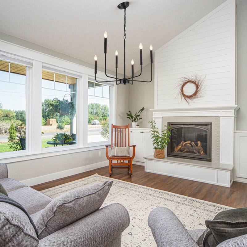 6-Light Candlestick Hanging Linear Chandelier Lighting Ceiling Light for Kitchen Island