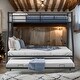preview thumbnail 1 of 22, Modern Twin Over Full Multiple Choices Bunk Bed With Sturdy Steel Frame,Twin Size Trundle,Two-Side Ladders Black