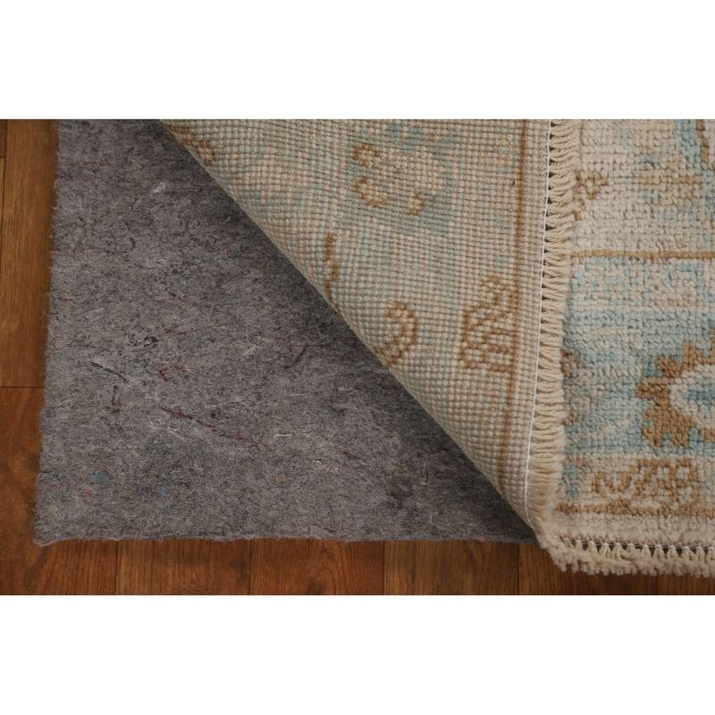 Hand Knotted Oriental 100% Wool Carpet Transitional Geometric Beige & Ivories Oushak Area Rug - 3' 11'' X 2' 11''